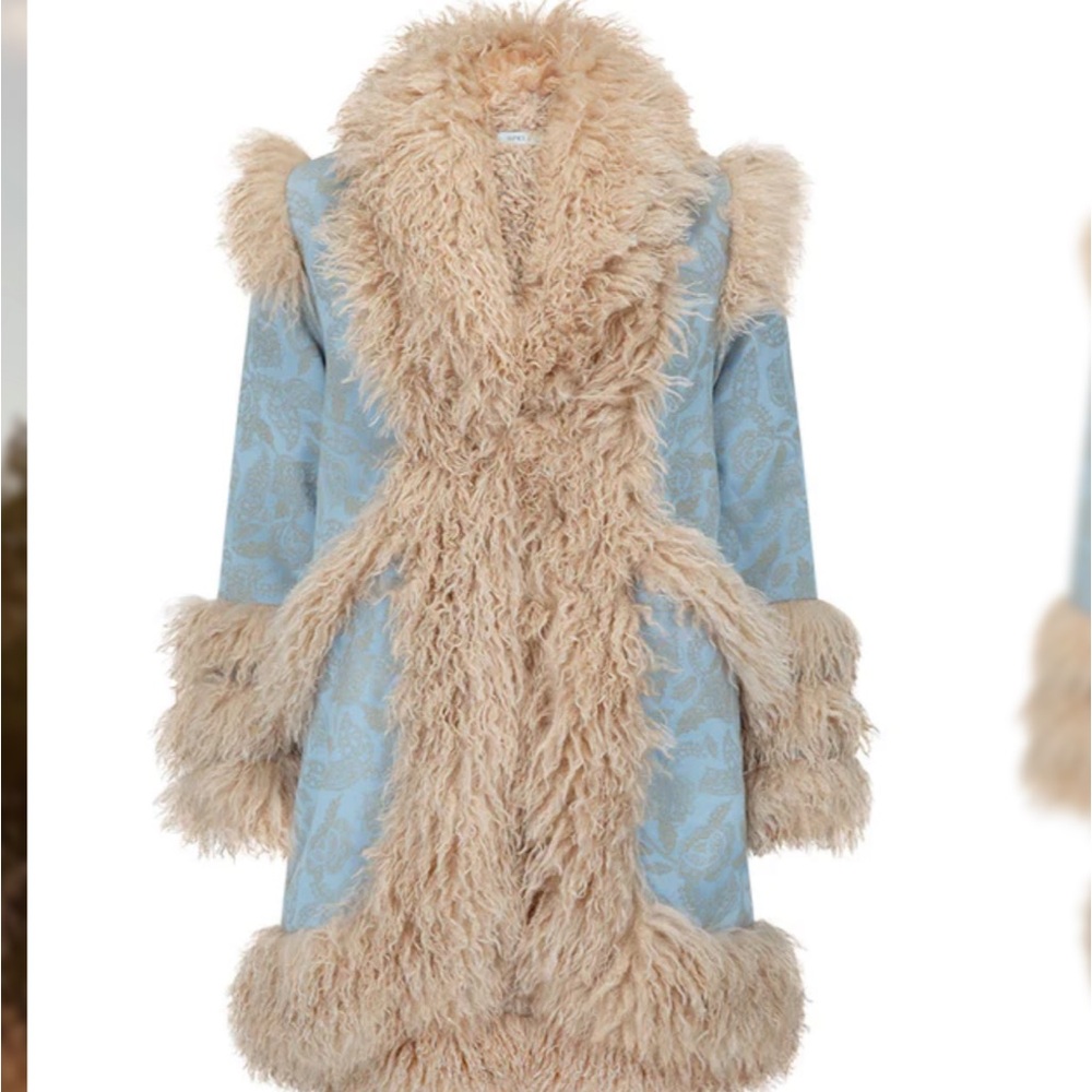NWT SPELL STARLET JACQUARD COAT POWDER BLUE L - Picture 4 of 10